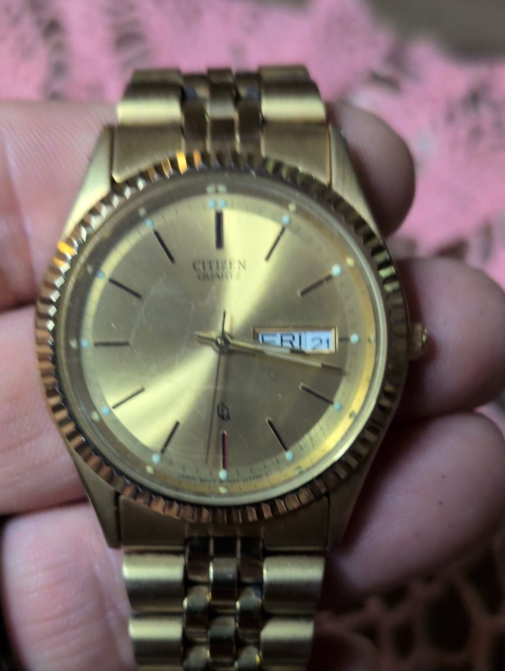 Vintage Citizen Gold-Tone Men's Bracelet Watch with Day-Date